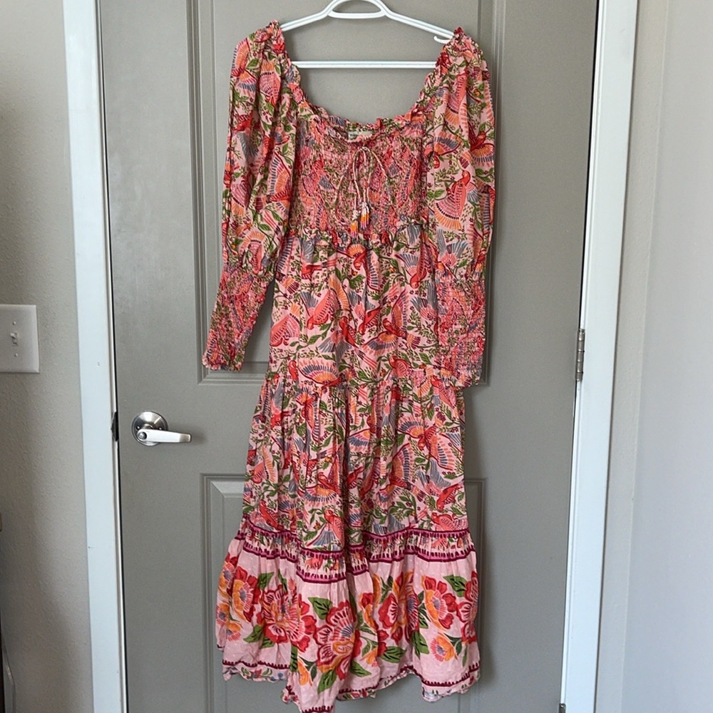 Farm Rio Macaw‎ Flight Smocked Top Maxi Dress